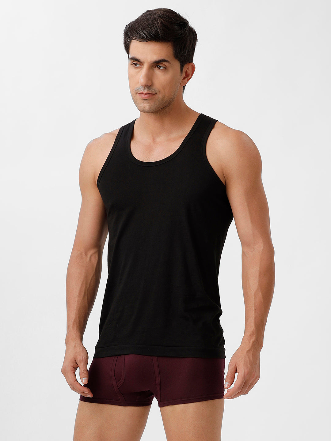 Men Black Vest & Without Pocket GrapeWine Trunk Combo