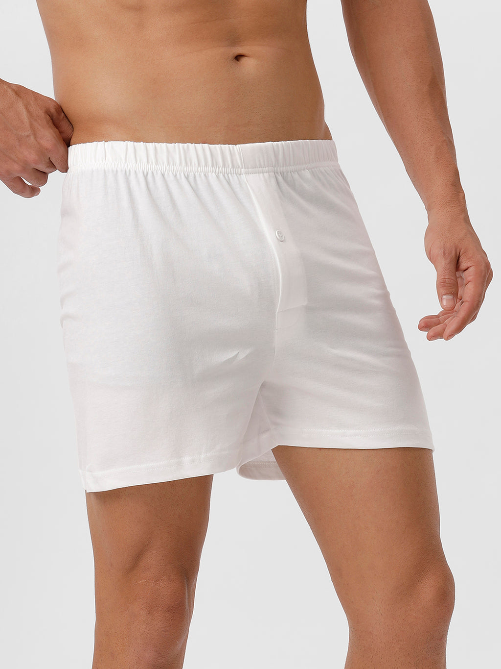 Men's Boxer Inner 100% Combed Cotton White Knitted Boxer Real Relax