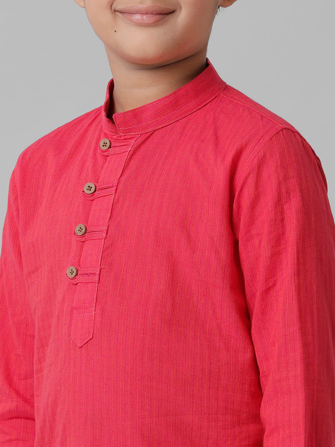 Boys Breeze Cotton Pink Kurta with Cream Elastic Panchakacham Towel Combo COT1-Zoom view