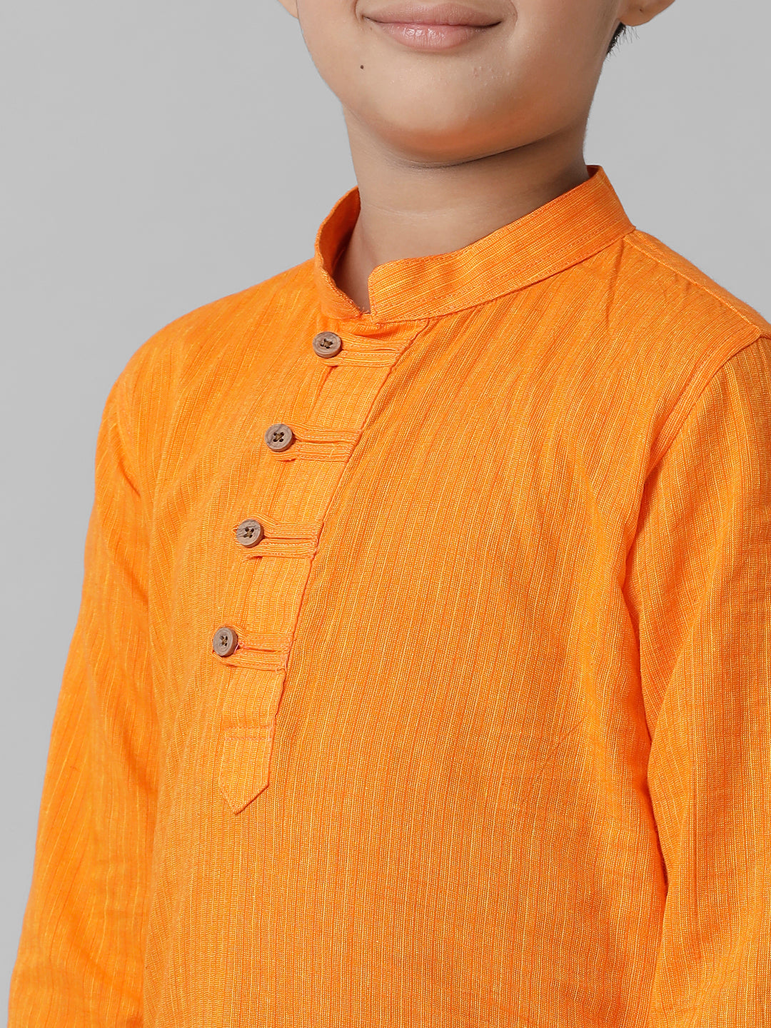 Boys Breeze Cotton Orange Kurta with Cream Elastic Panchakacham Combo COT5-Zoom view