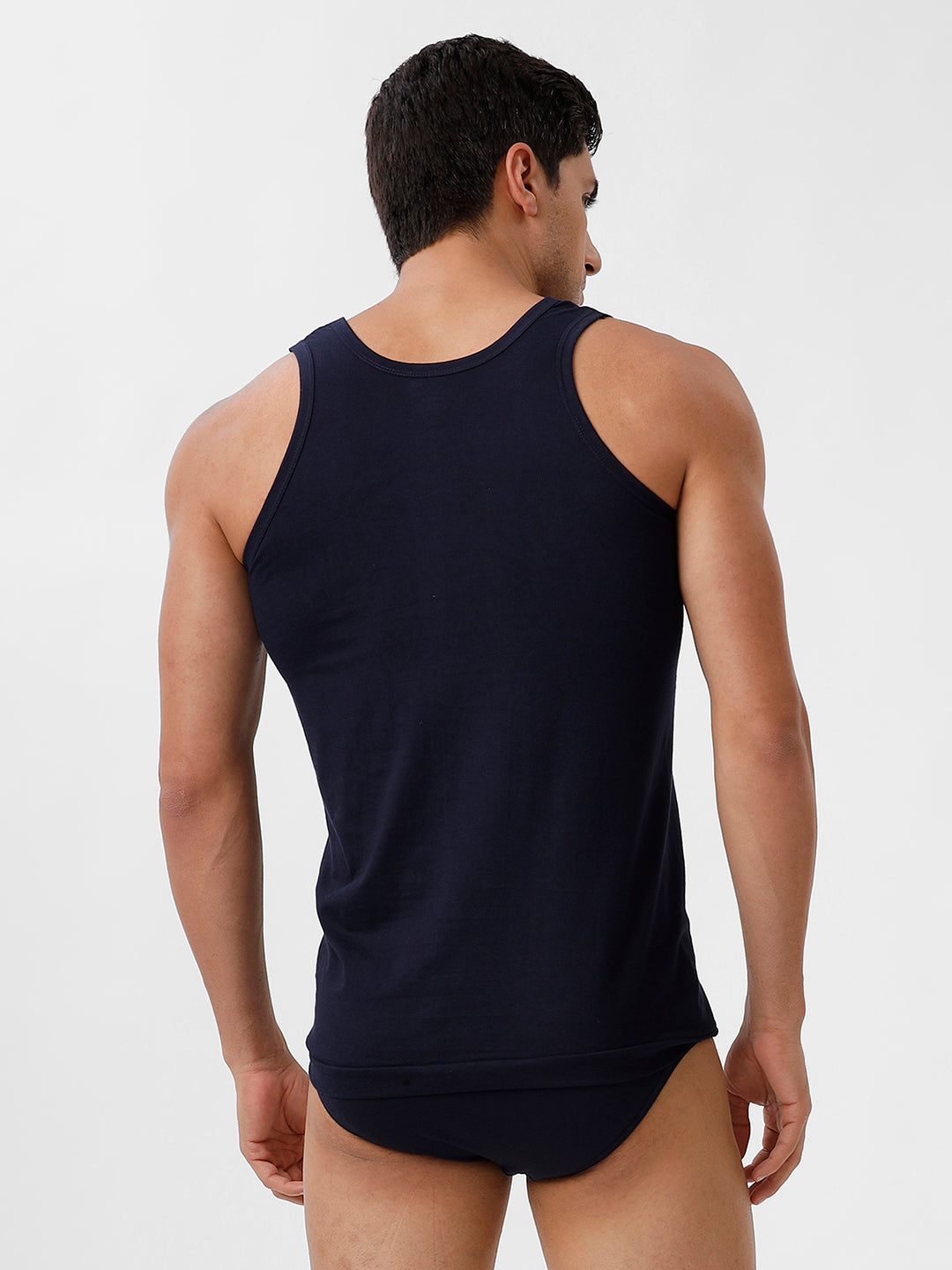 Men Vest & Inner Elastic Brief Combo Navy