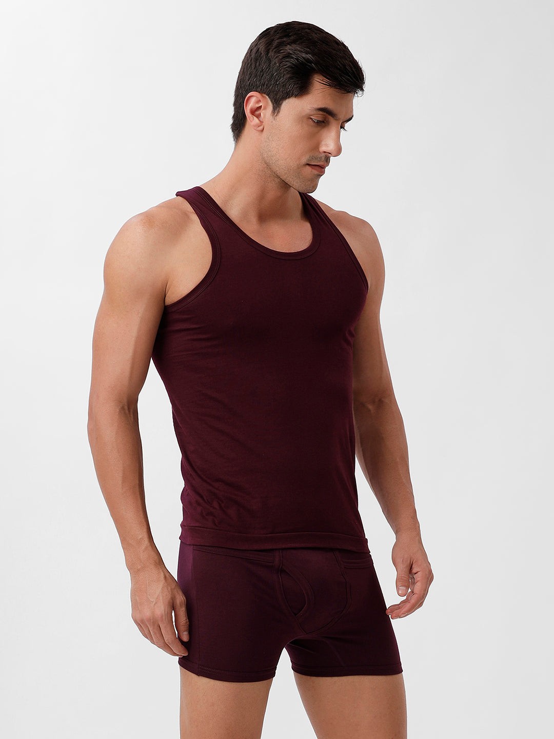 Men Vest & Pocket Trunk Combo Grape Wine