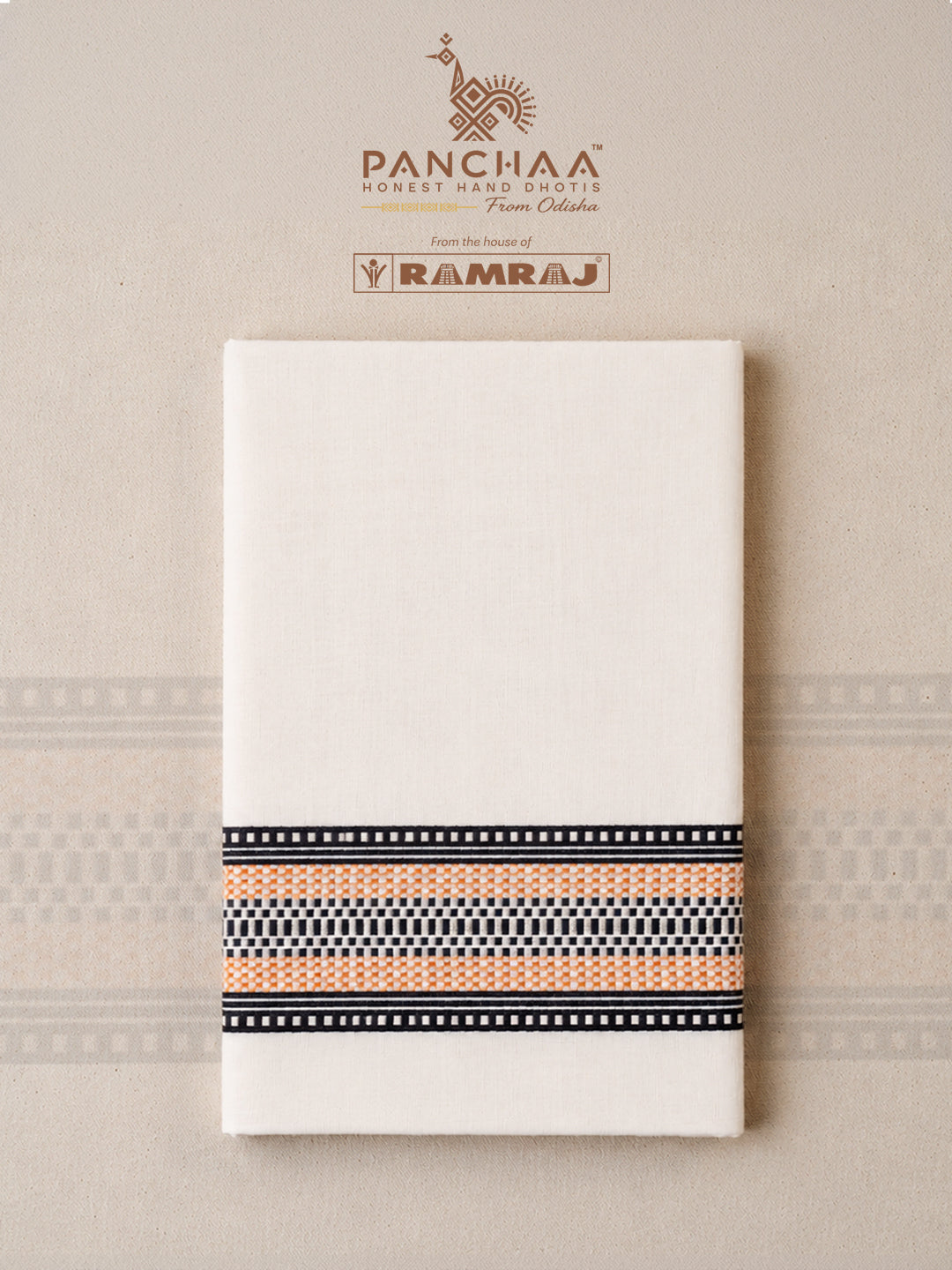 PANCHAA™ Handwoven Azo-Free Dyes Extra Weft Dhoti D1