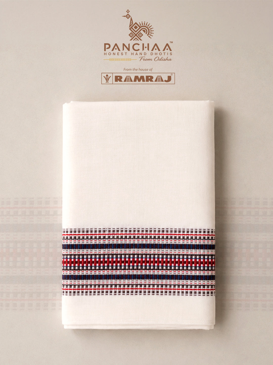 PANCHAA™ Handwoven Azo-Free Dyes Extra Weft Dhoti D4