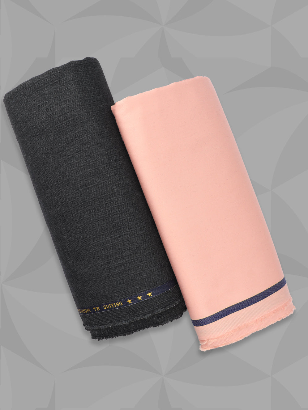 Men 100% Premium Cotton Plain Peach Shirting & Grey Suiting Gift Box LC10