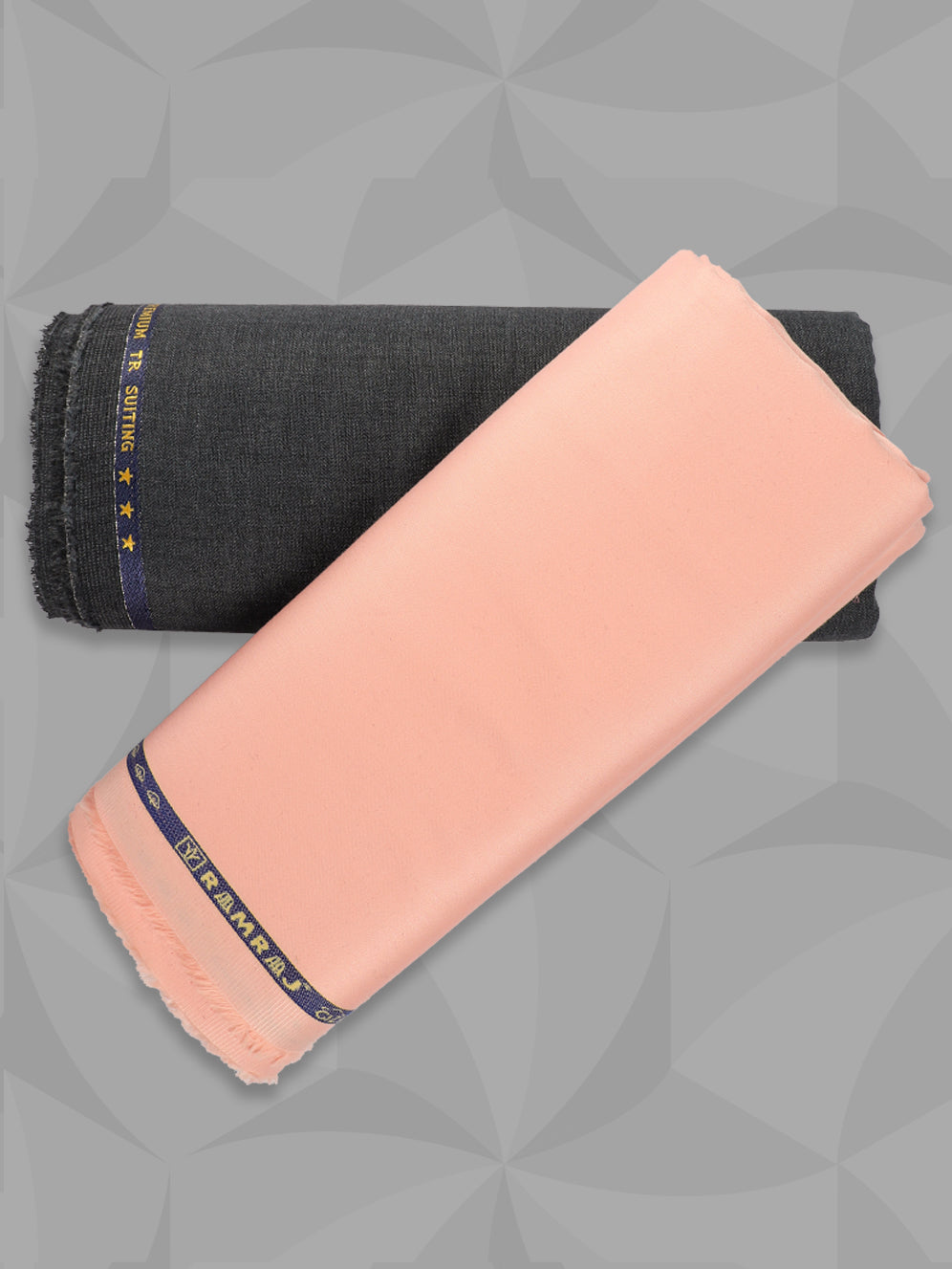 Men 100% Premium Cotton Plain Peach Shirting & Grey Suiting Gift Box LC10