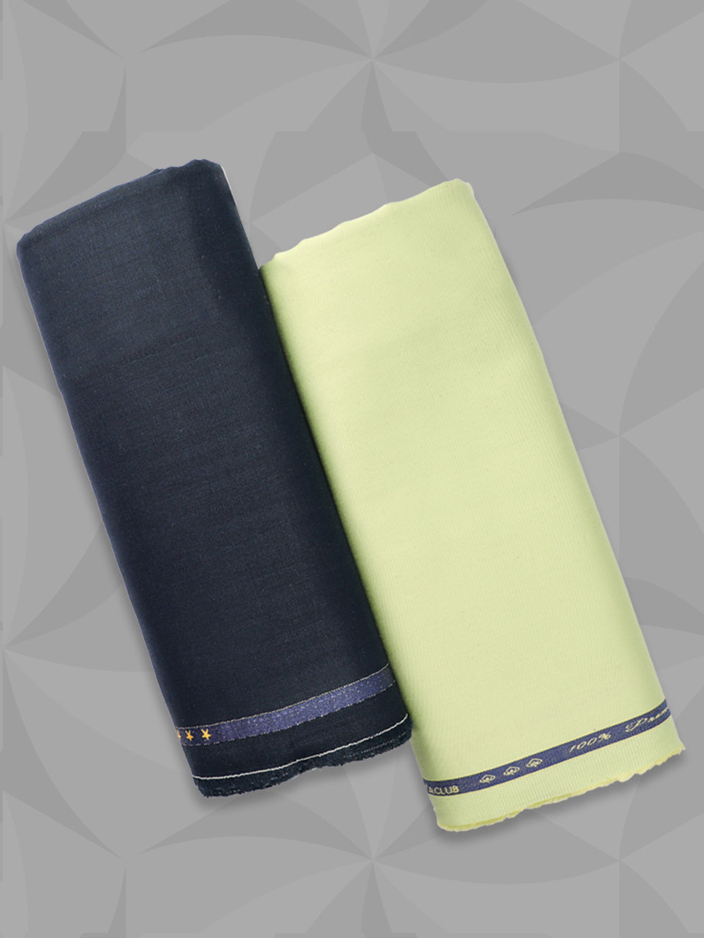 Men 100% Premium Cotton Plain Yellowish Green Shirting & Navy Suiting Gift Box LC08