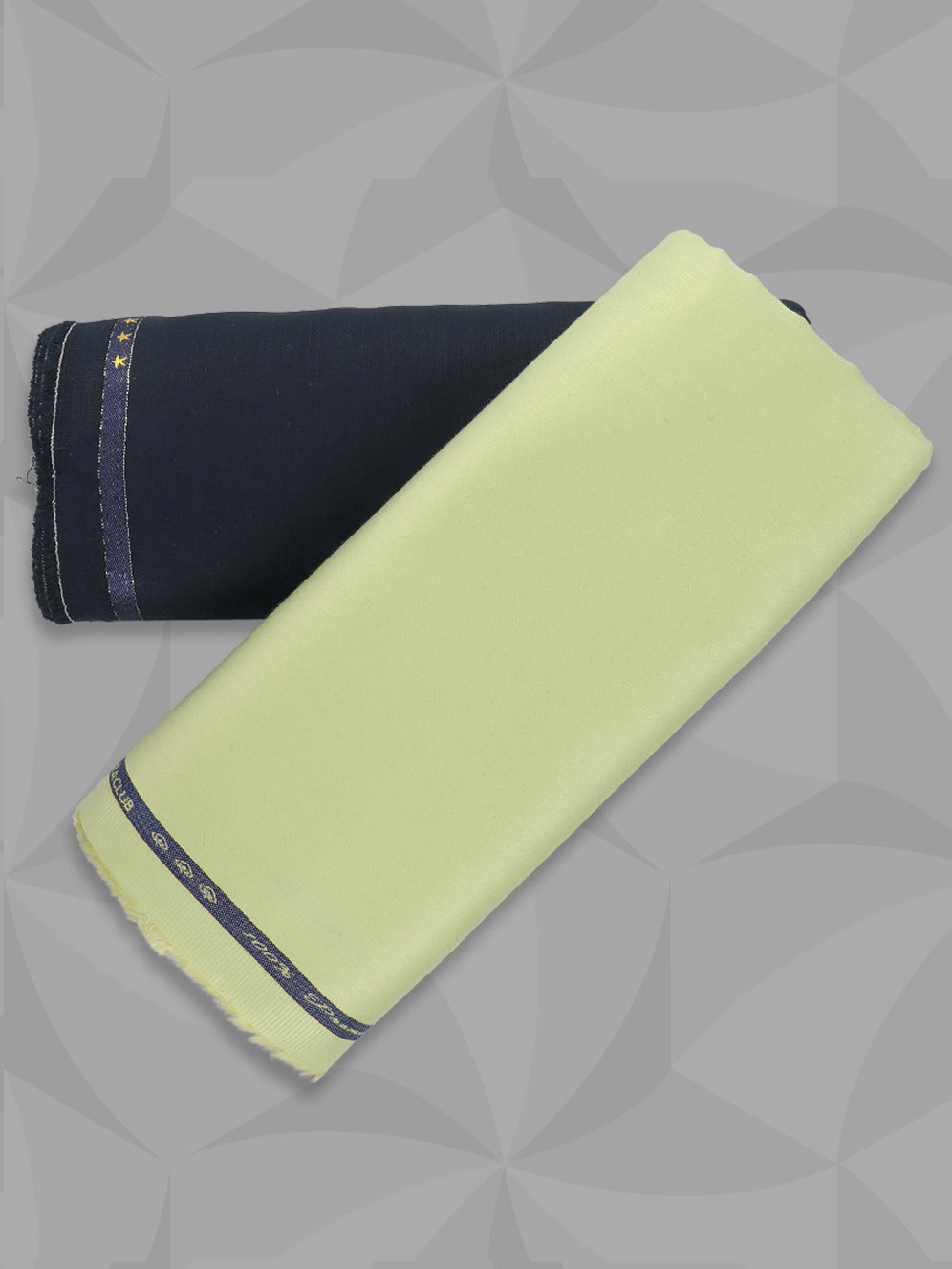 Men 100% Premium Cotton Plain Yellowish Green Shirting & Navy Suiting Gift Box LC08