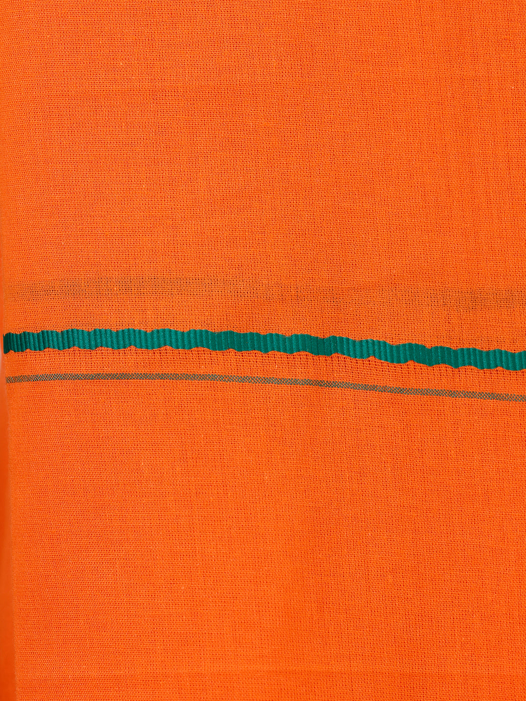 Men Cotton Blend Single Layer Orange Dhoti & Towel Set with Small Border Poojan SB