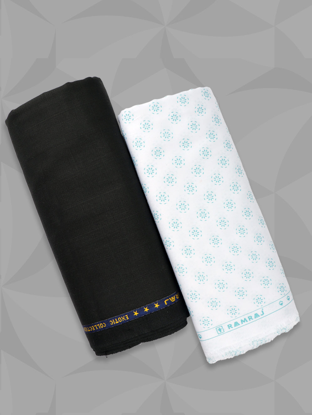 Men 100% Premium Cotton Printed White Shirting & Black Suiting Gift Box LC11