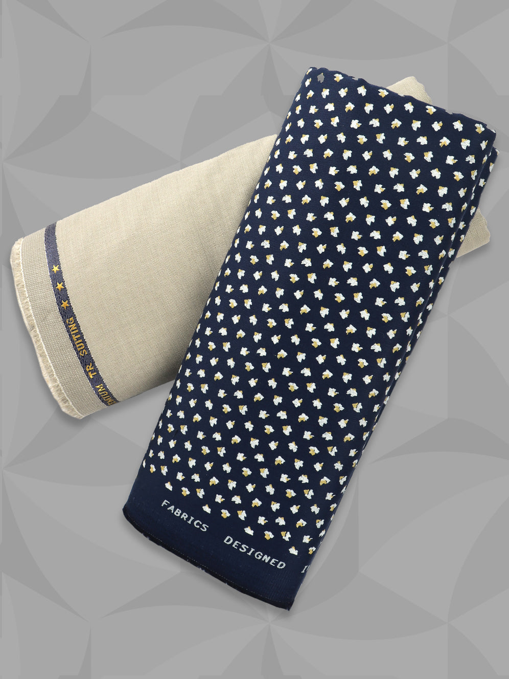 Men 100% Premium Cotton Printed Navy Shirting & Brown Suiting Gift Box LC14