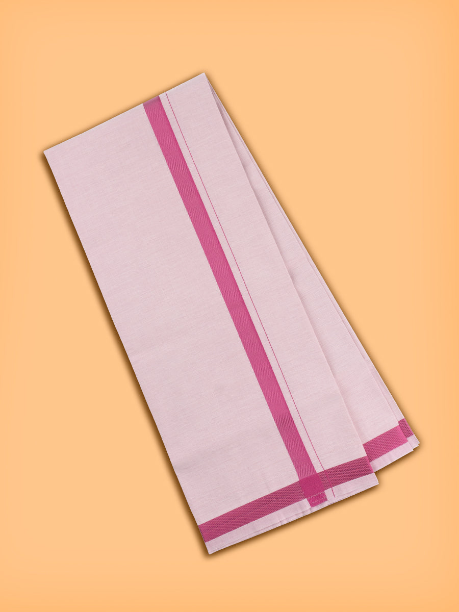 Mens  Premium Fancy border Dhoti & Shirt Fabric - Celebrity Set - Rose