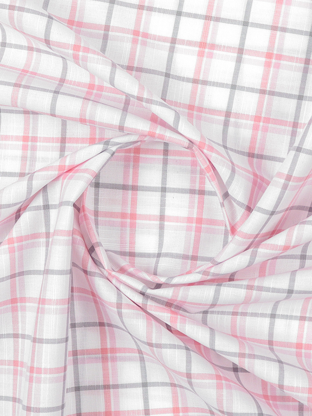 Cotton White & Pink Check Shirt Fabric-Liberty Cotton