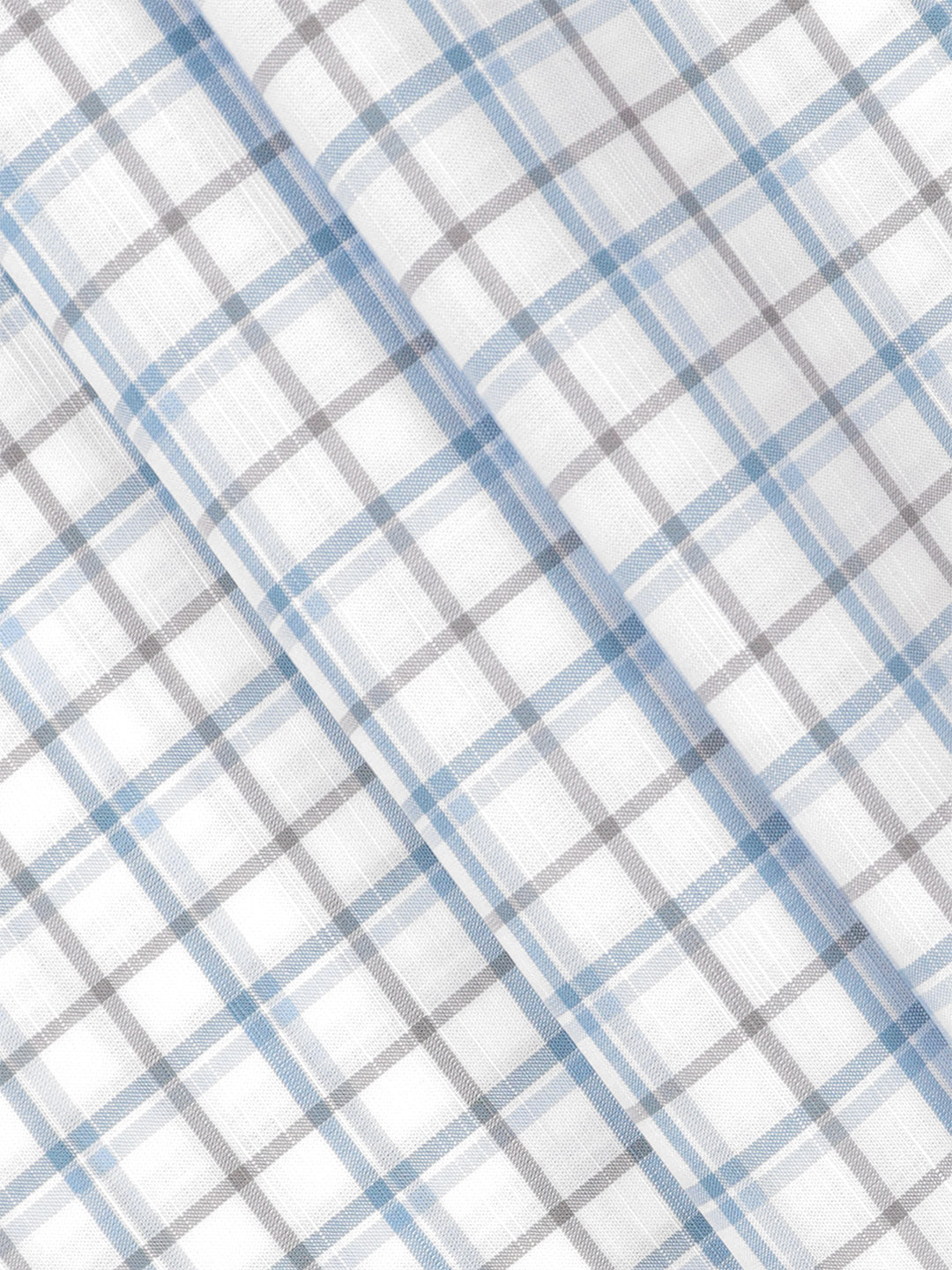 Cotton White & Blue Check Shirt Fabric-Liberty Cotton