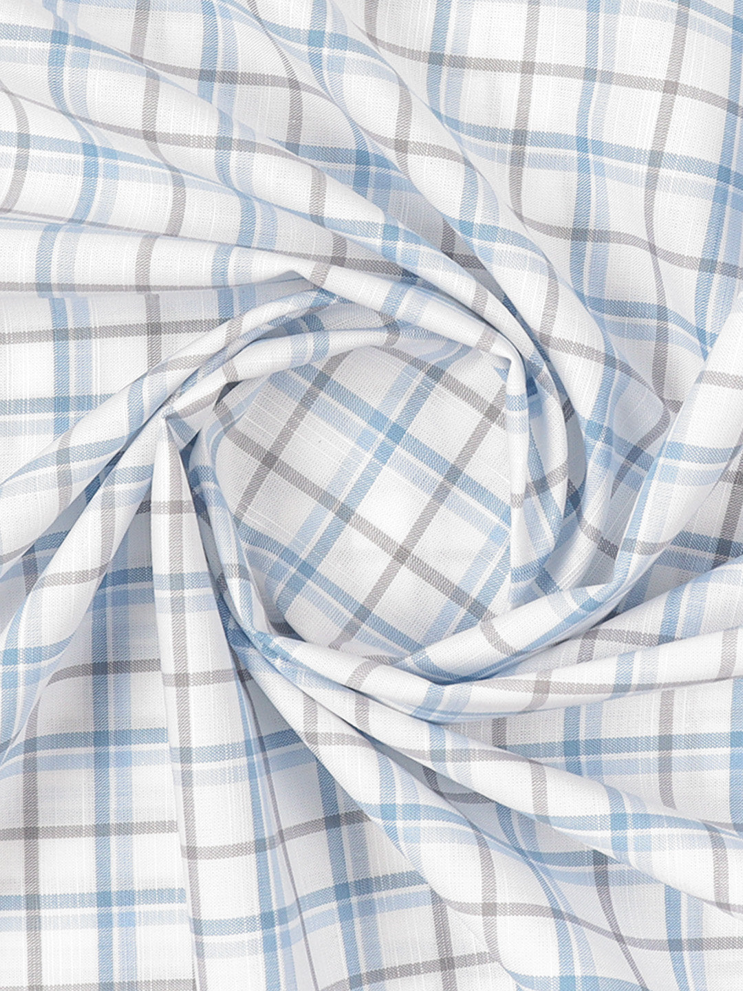 Cotton White & Blue Check Shirt Fabric-Liberty Cotton