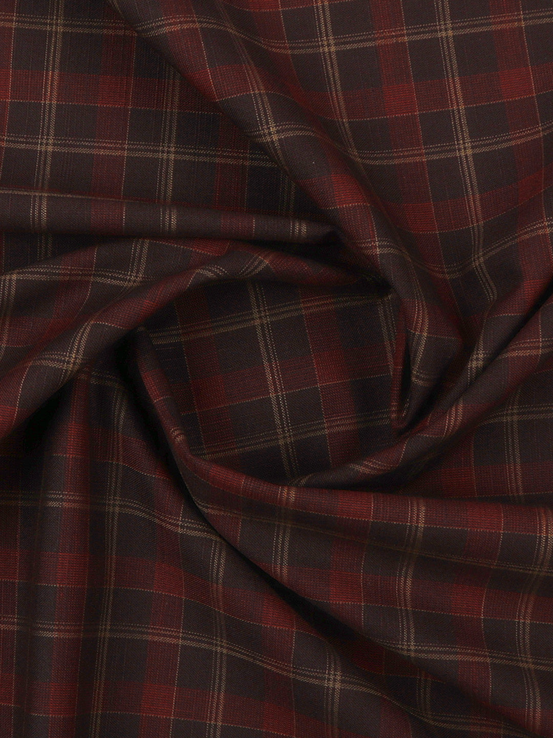 Cotton Red Wood Brown Check Shirt Fabric-Liberty Cotton