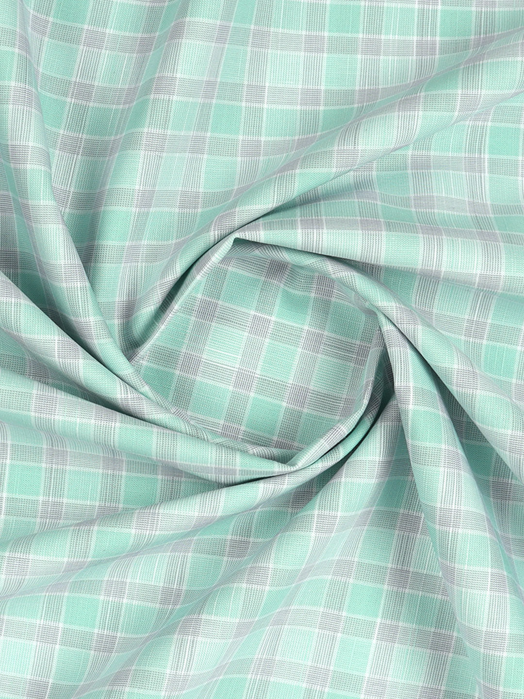 Cotton Mint Green  Check Shirt Fabric-Liberty Cotton