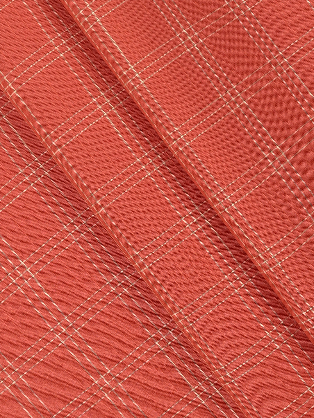 Cotton Salmon Orange Check Shirt Fabric-Liberty Cotton