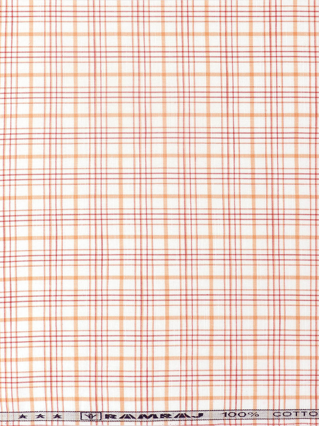 100%Mens Cotton Orange Checked Shirt Fabric Liberty Cotton