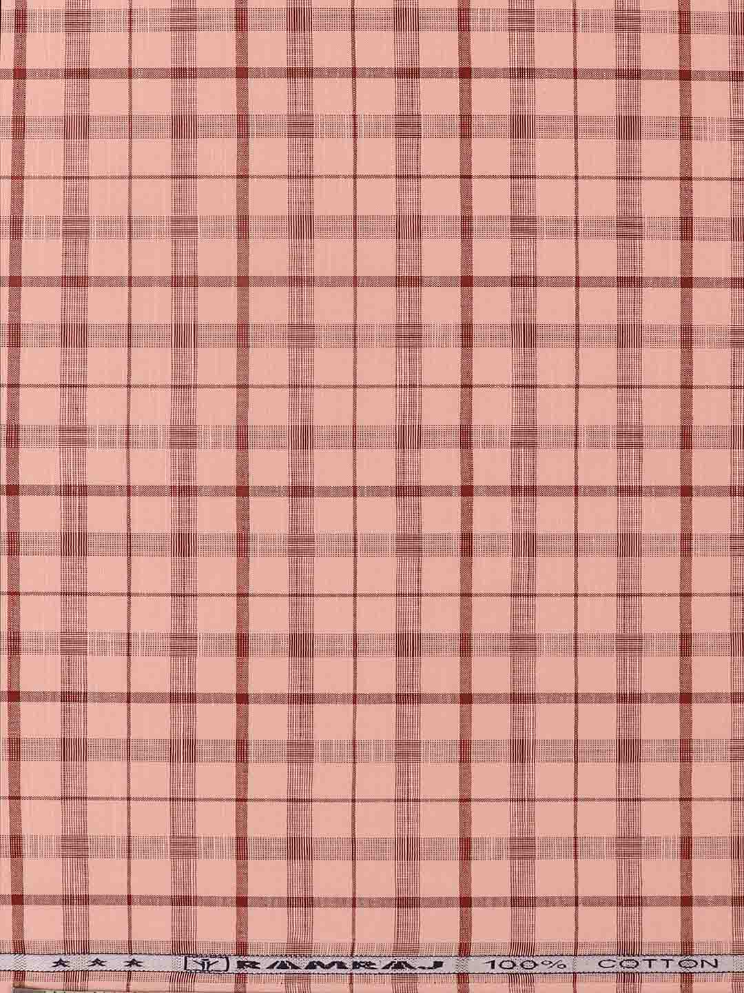 100%Mens Cotton Pink Checked Shirt Fabric Liberty Cotton