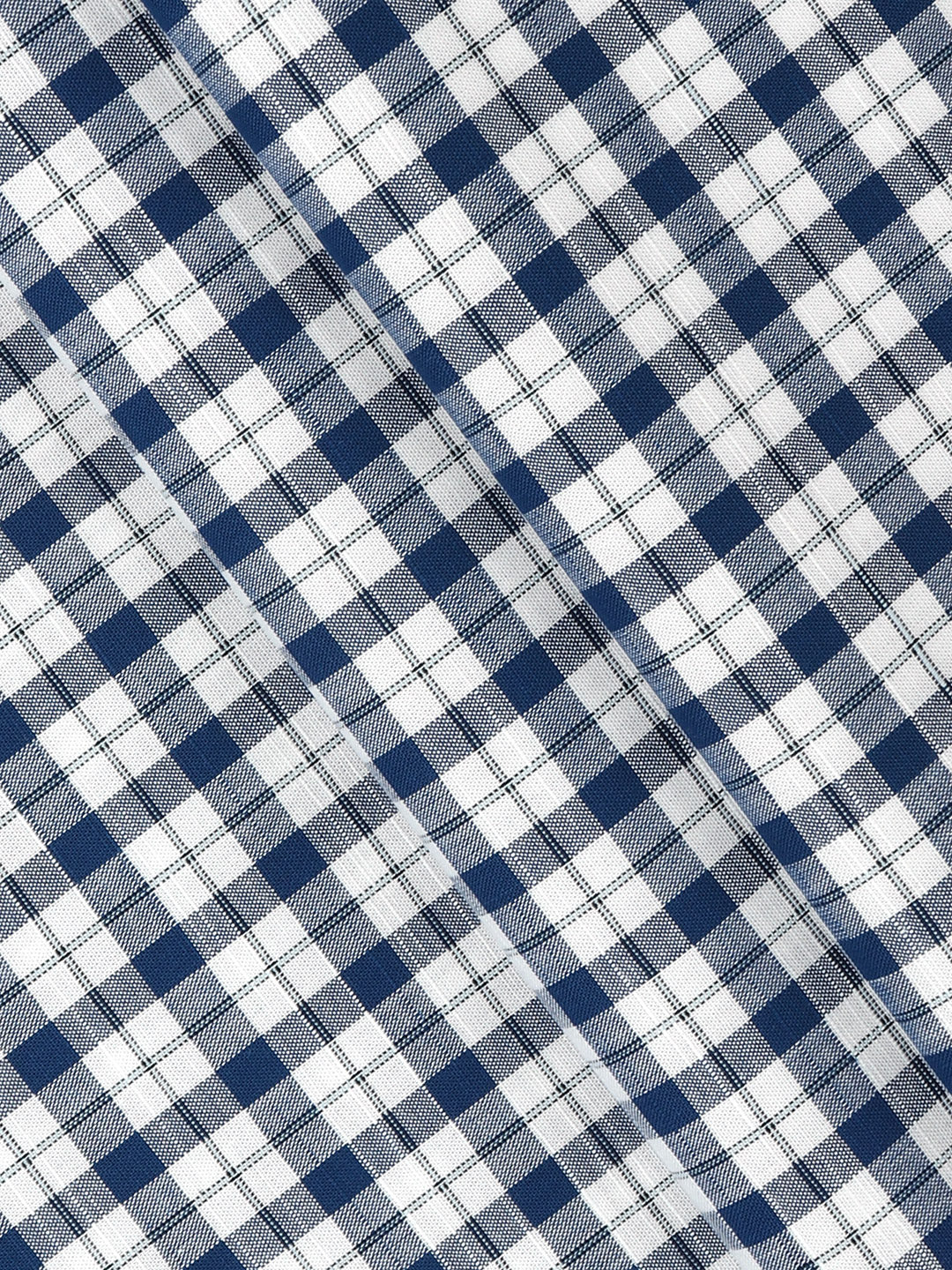 Men 100%Cotton Checks Shirt Fabric Dark Blue Liberty