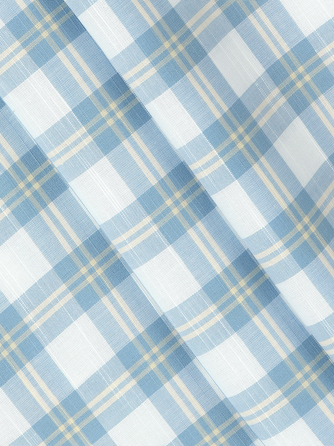 Men 100%Cotton Checks Shirt Fabric Blue with White Liberty