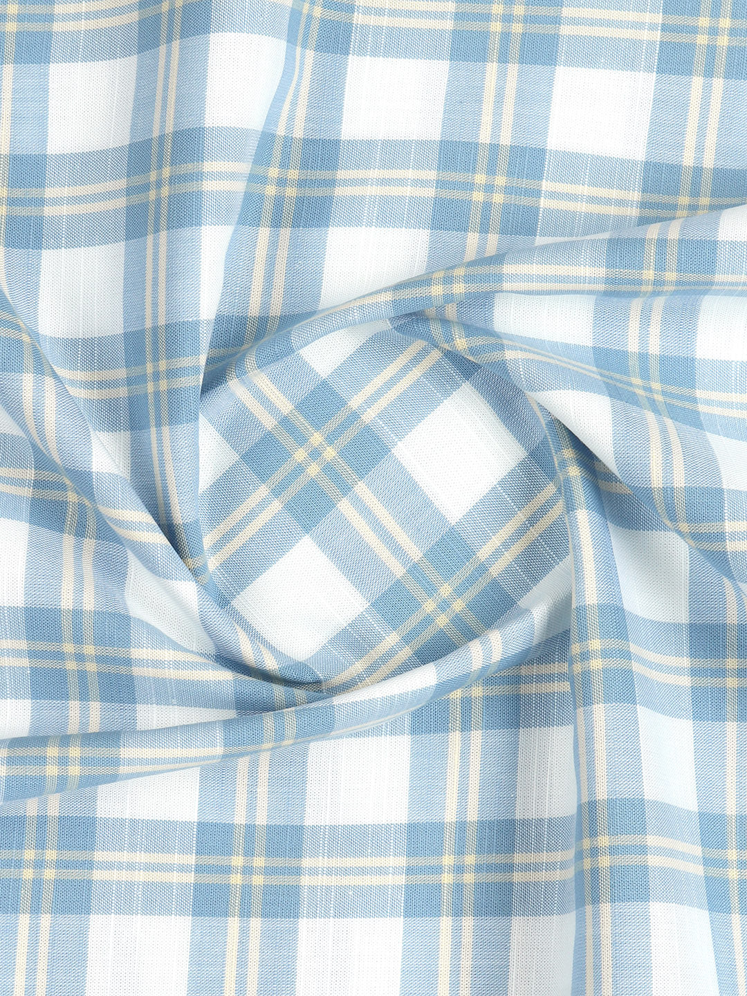 Men 100%Cotton Checks Shirt Fabric Blue with White Liberty