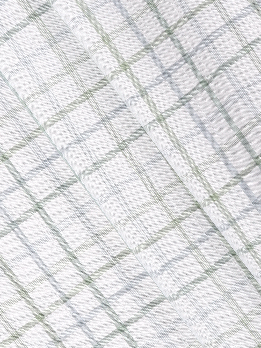 Men 100%Cotton Checks Shirt Fabric Green with White Liberty