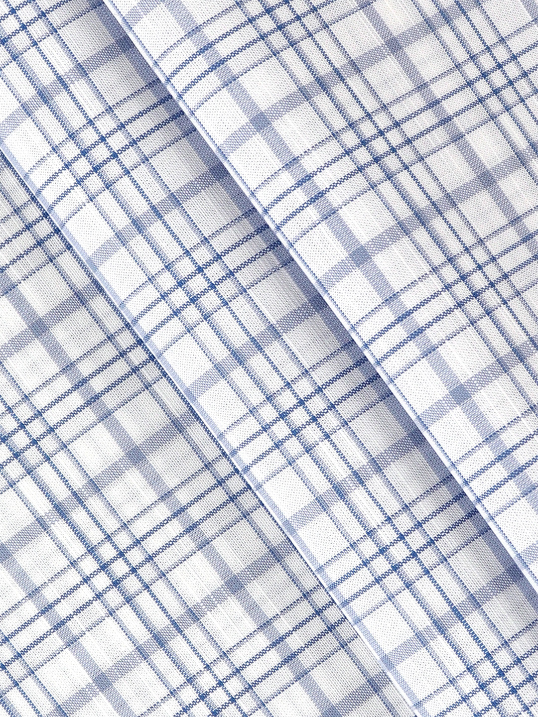 100% Cotton Mens Checked Shirt Fabric Blue Liberty Cotton