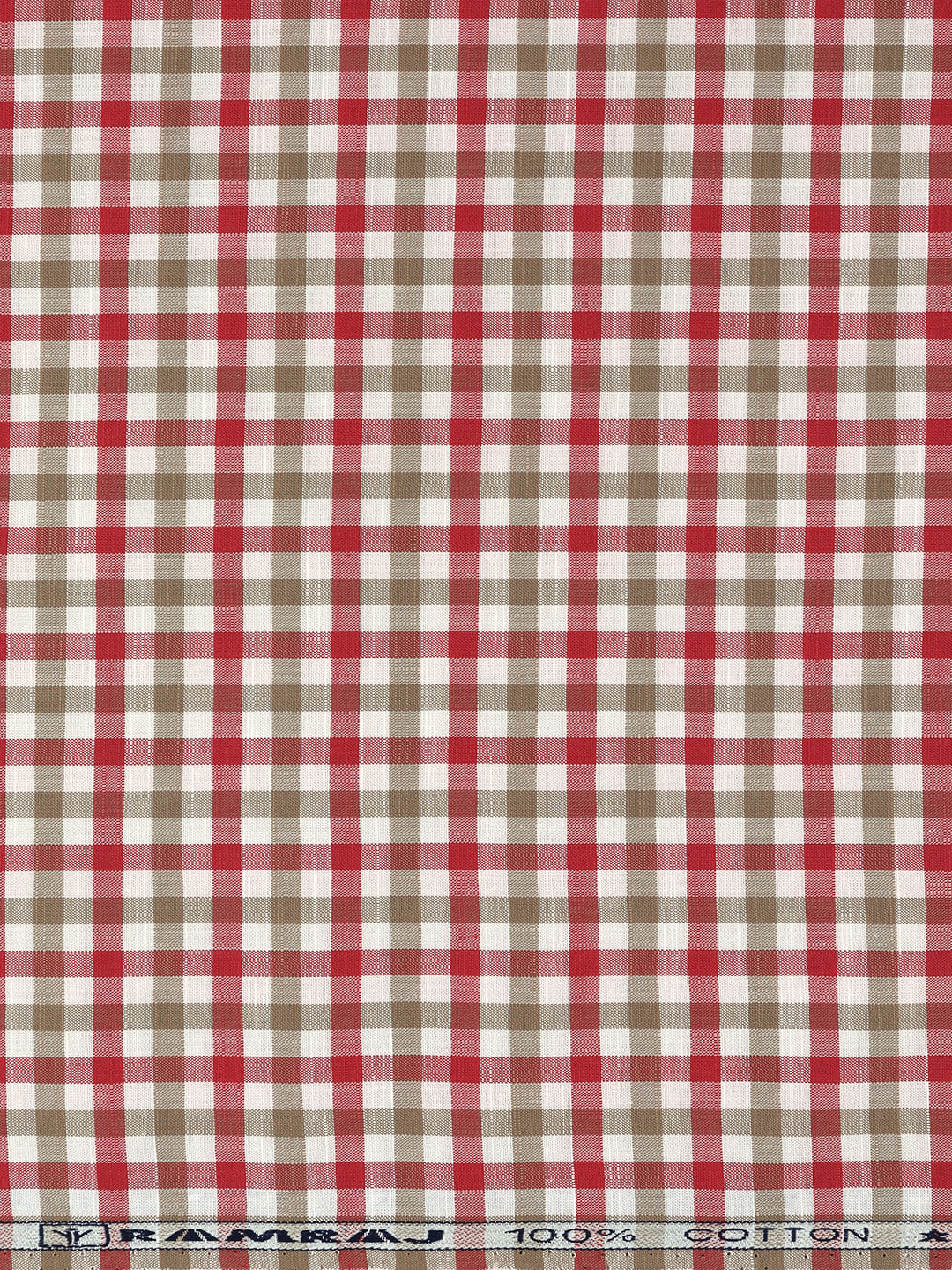 Men 100%Cotton Checks Shirt Fabric Red Liberty Cotton
