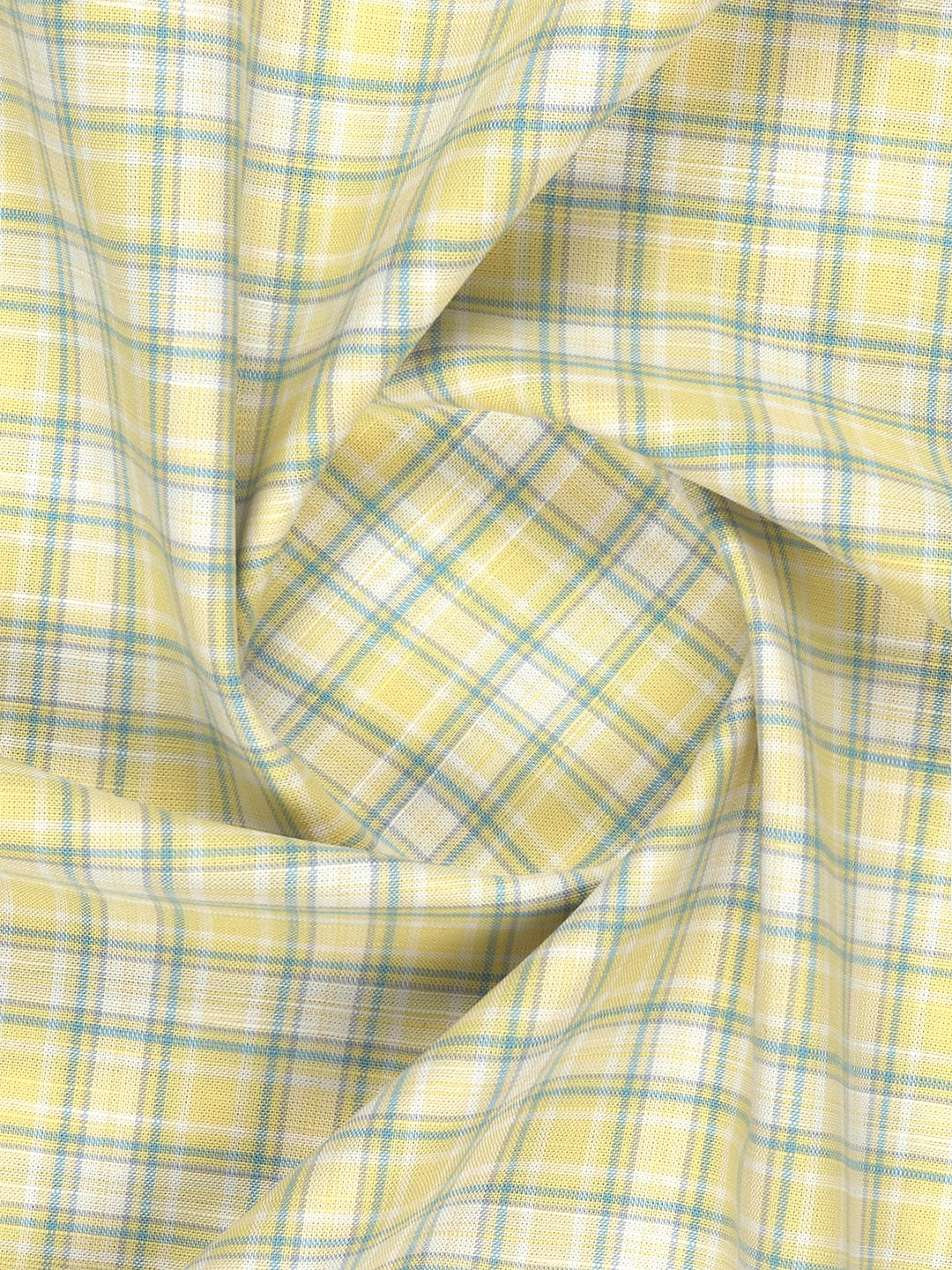 Men 100%Cotton Checks Shirt Fabric Yellow Liberty Cotton