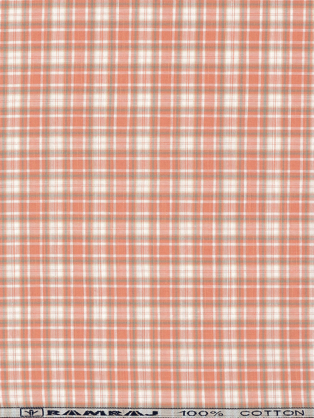 Men 100%Cotton Checks Shirt Fabric Peach Liberty Cotton