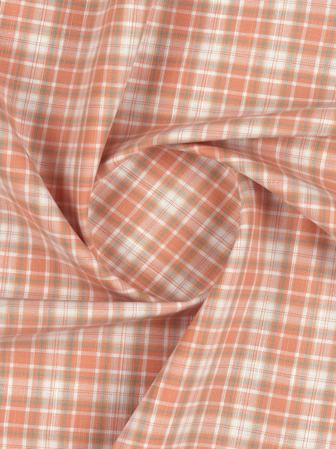 Men 100%Cotton Checks Shirt Fabric Peach Liberty Cotton