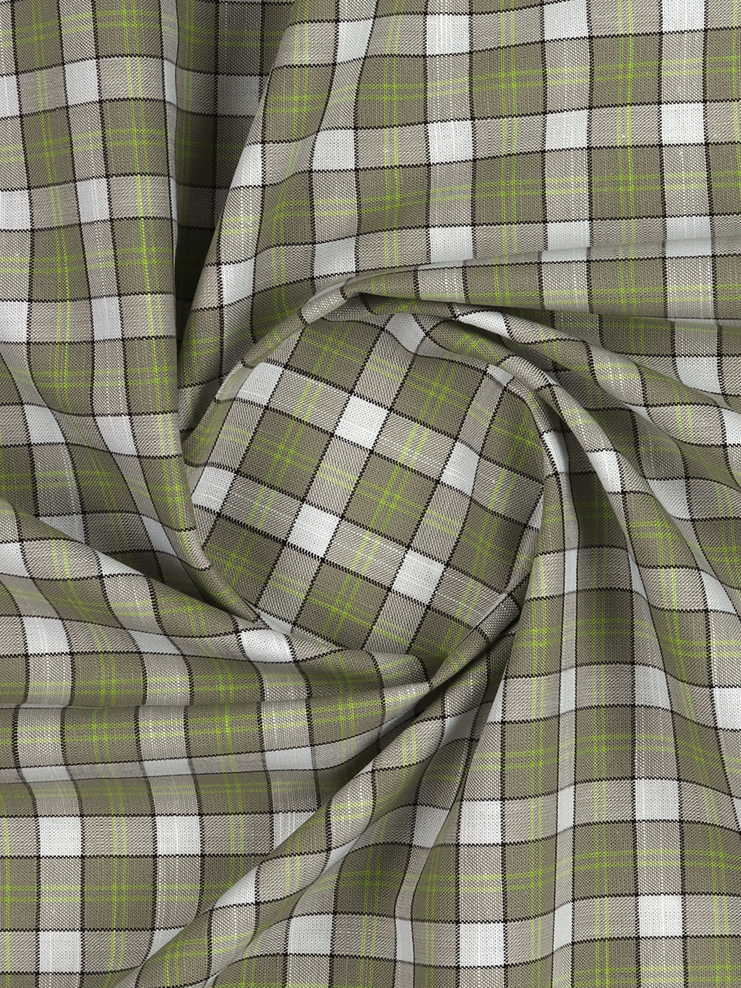 Men 100%Cotton Checks Shirt Fabric Green Liberty Cotton