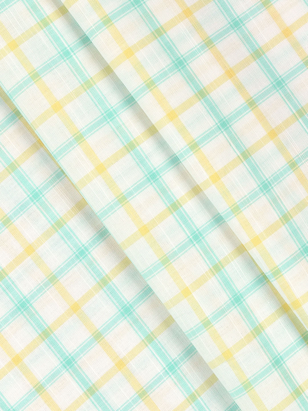 Men 100%Cotton Checks Shirt Fabric White with Yellow Liberty Cotton