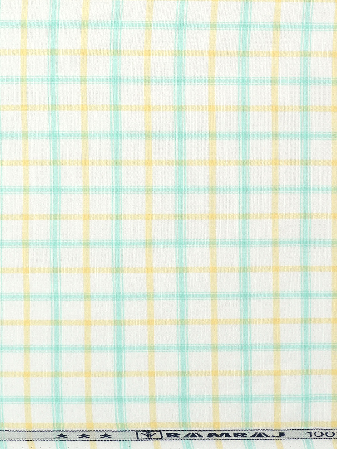 Men 100%Cotton Checks Shirt Fabric White with Yellow Liberty Cotton