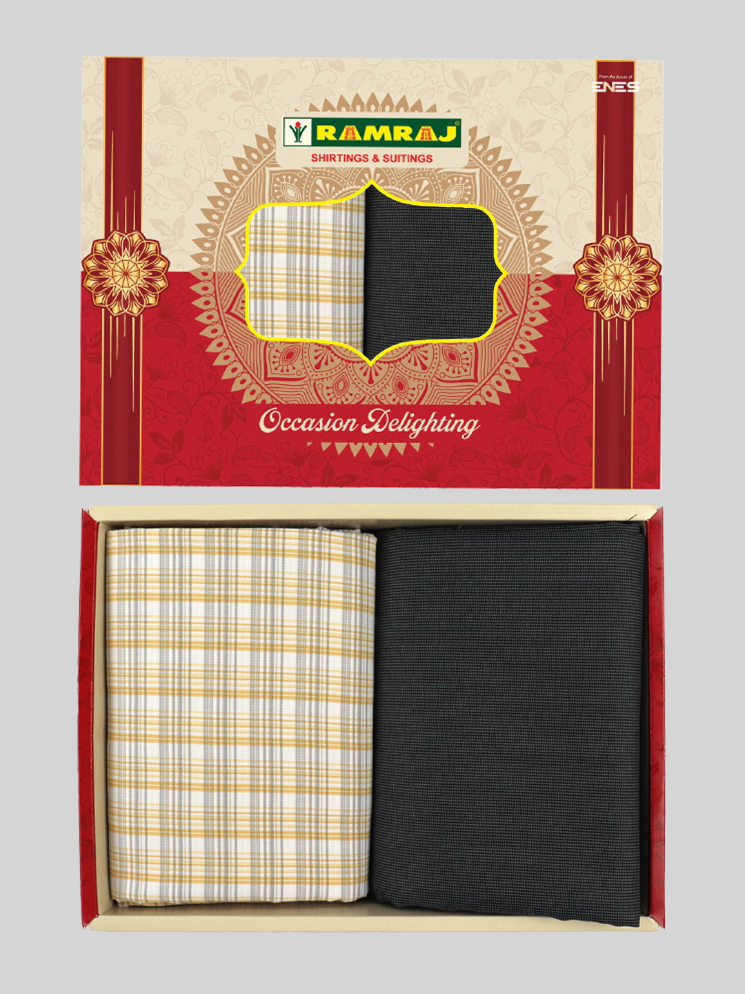 Men Cotton Checked Shirting & Suiting Gift Box RD146