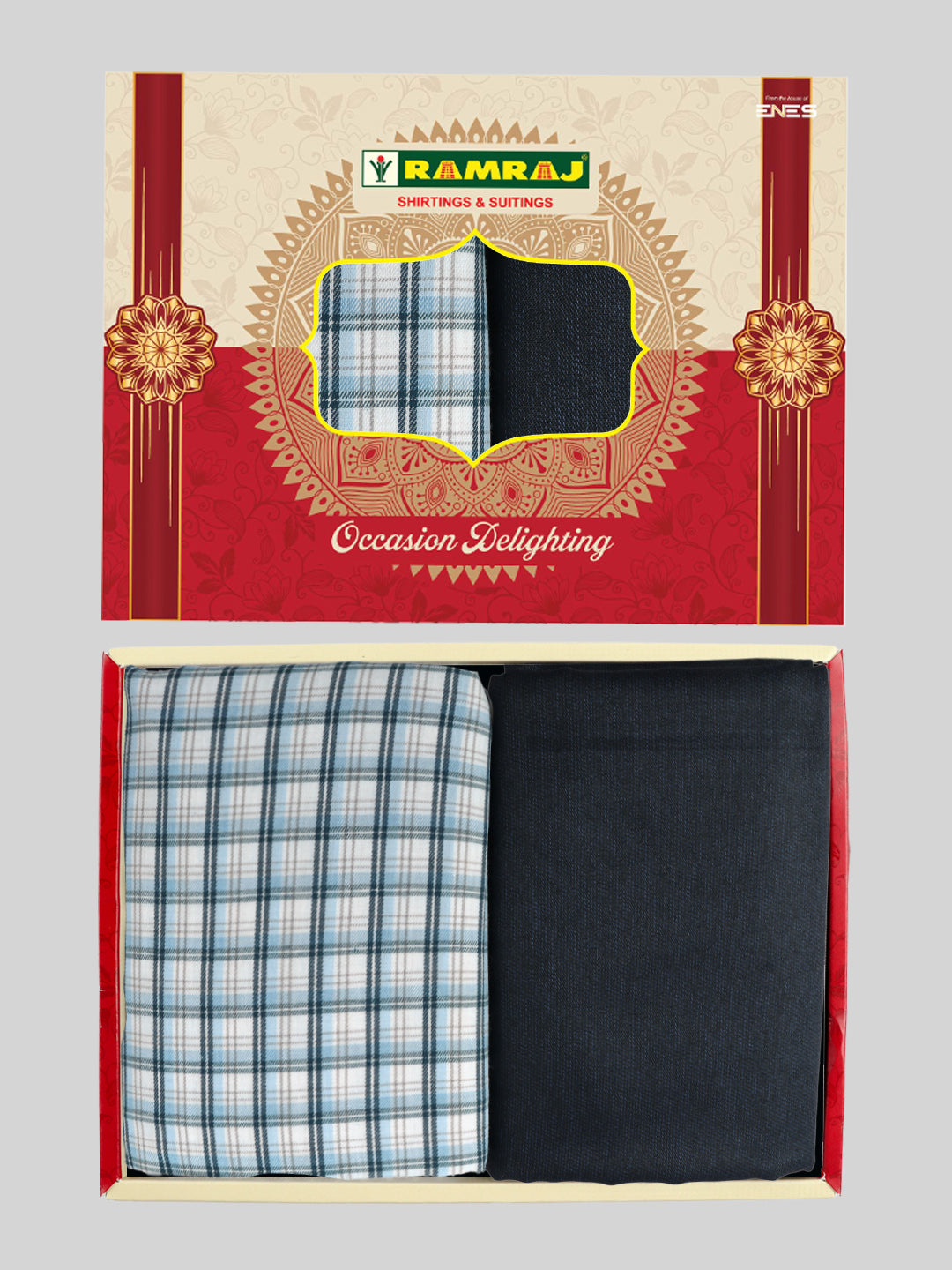 Men Cotton Checked Shirting & Suiting Gift Box RD136