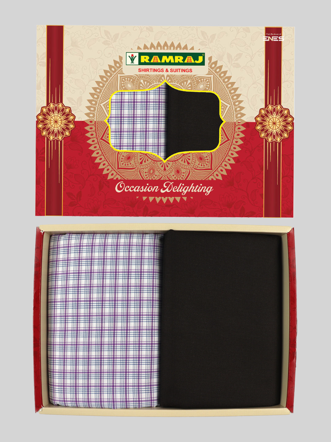Men Cotton Checked Shirting & Suiting Gift Box RD147