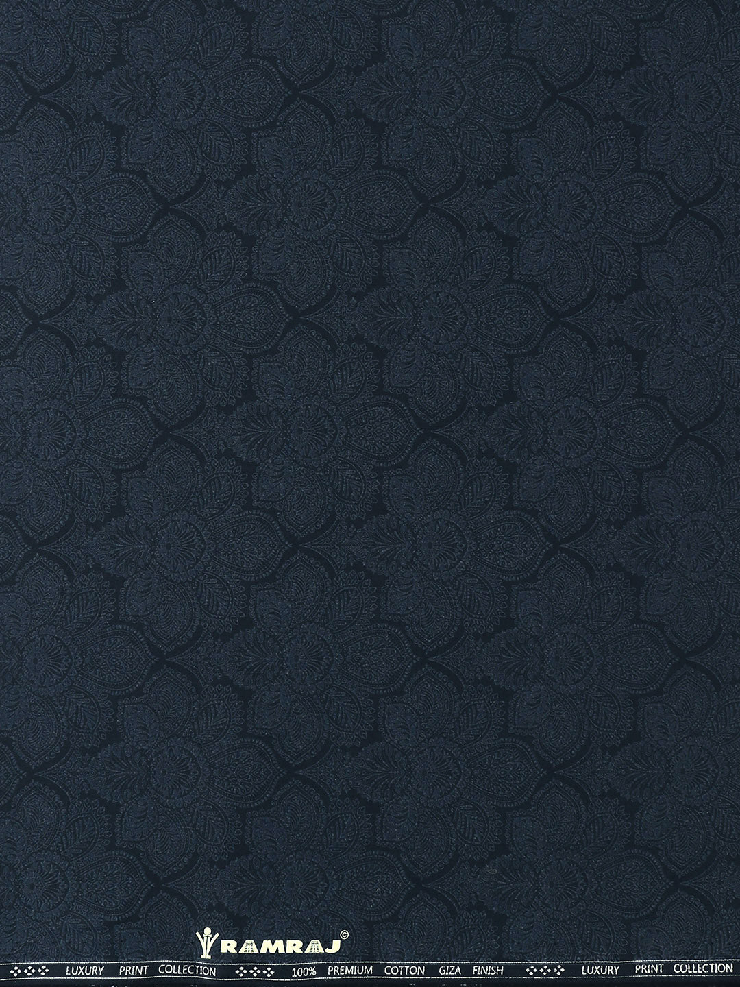 Men Cotton Rich Navy Printed Shirting Fabric Alpha
