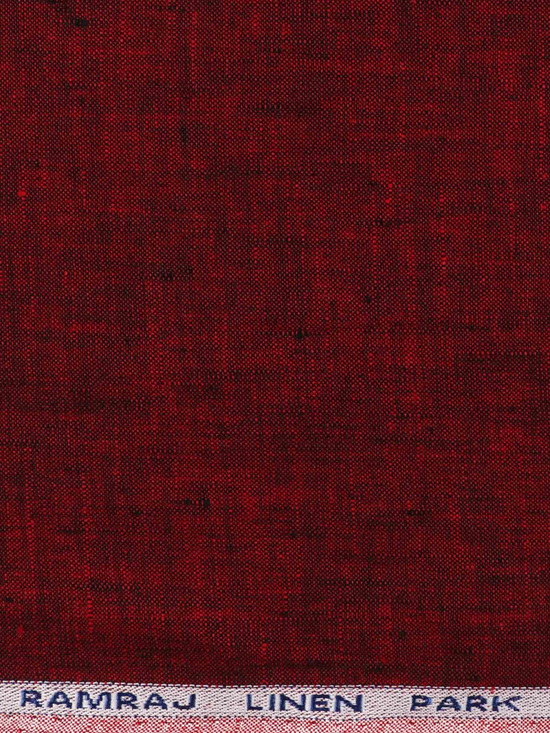 Pure Linen Colour Plain Shirt Fabric Maroon Legend