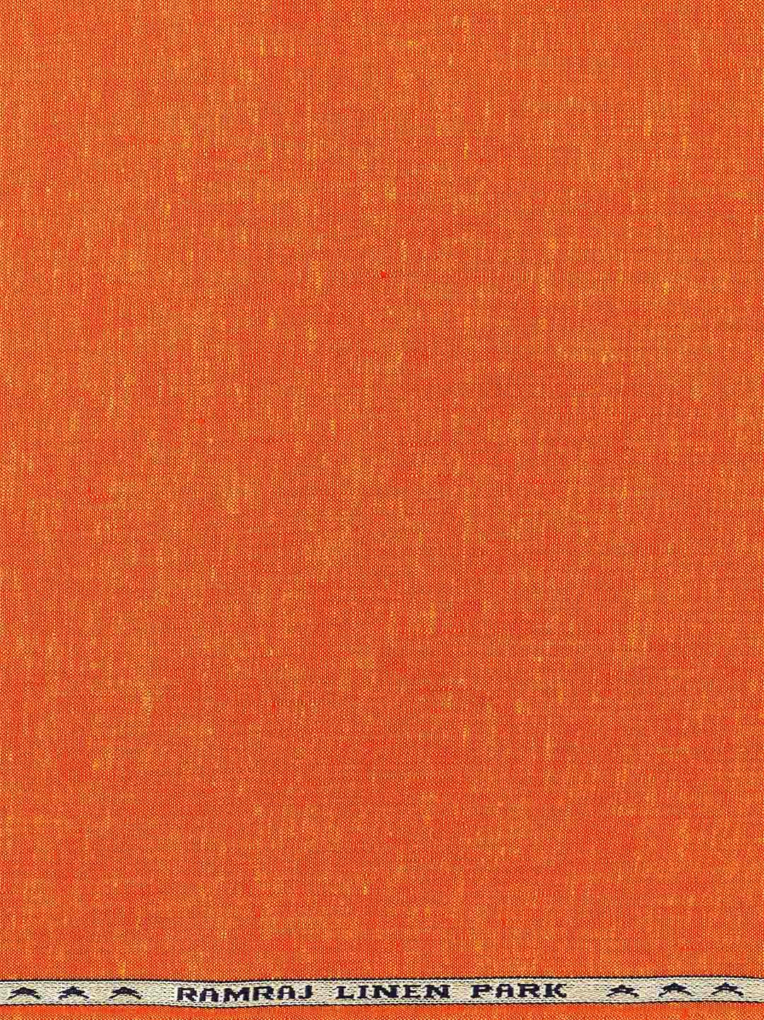 Men Premium Linen Tencel Orange Plain Shirt Fabric