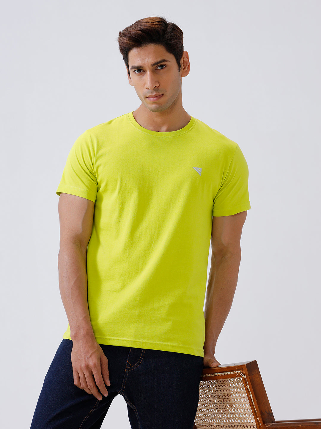 Men's 100% Cotton Crew Neck Lime Green