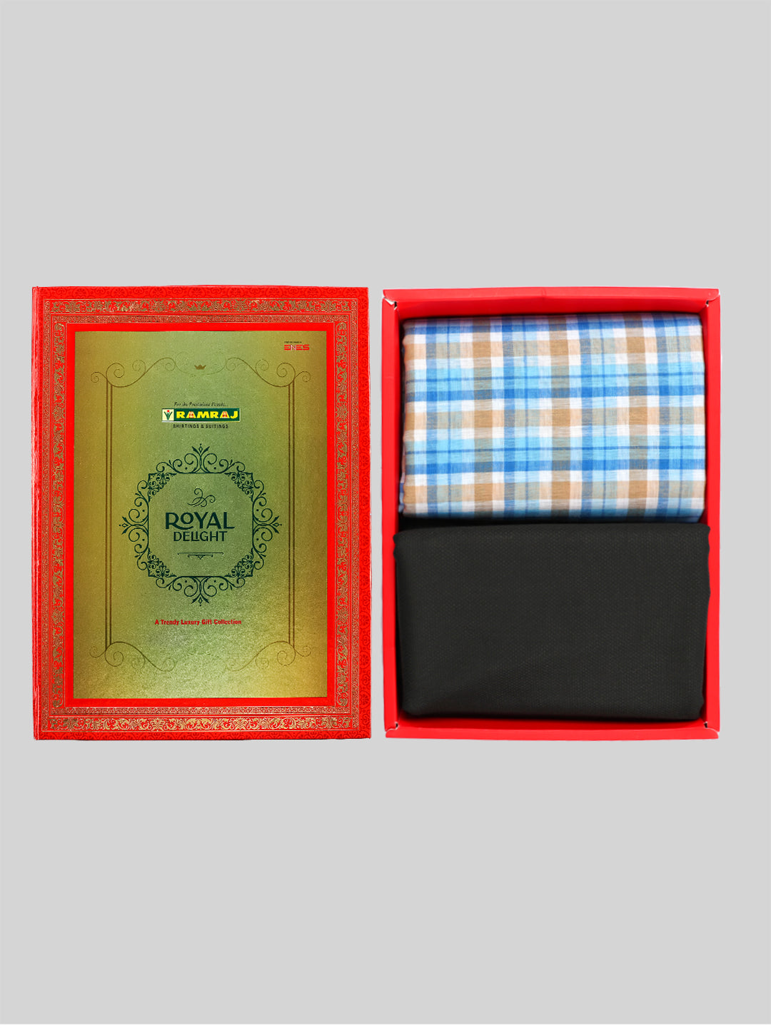 Cotton Checked Blue Shirting & Green Suiting Gift Box Combo RY24-Ad vert