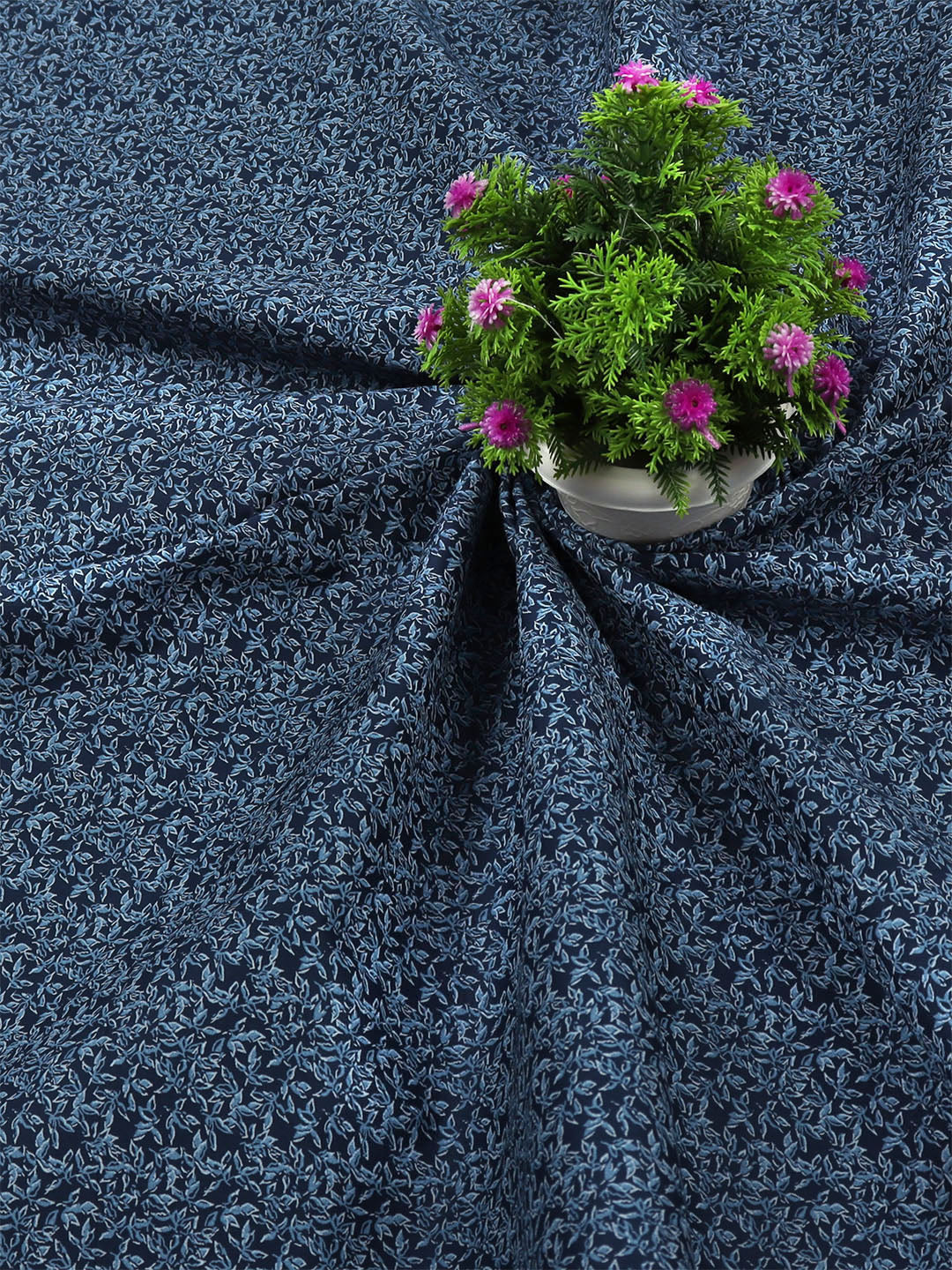 100% Cotton Blue Colour Printed Shirt Fabric Alpha-Close view