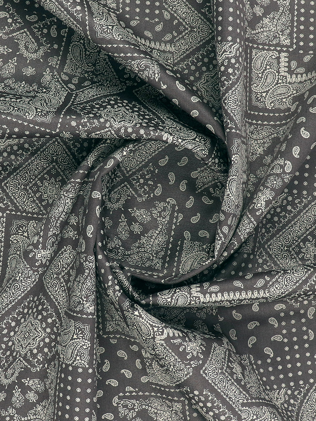 Cotton Blend Dark Grey Colour All-over Print Shirt Fabric ALPHA