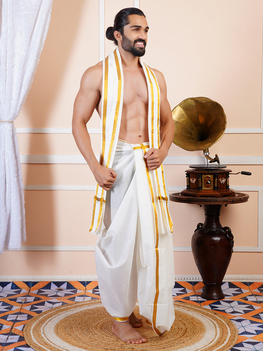 Mens Panchakacham Set Keshava Cream 3/4 (9+5)