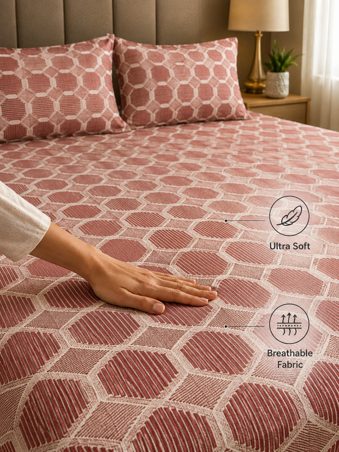King Size Premium Cotton Bed Sheet & 2 Pillow Cover Set - BDS03