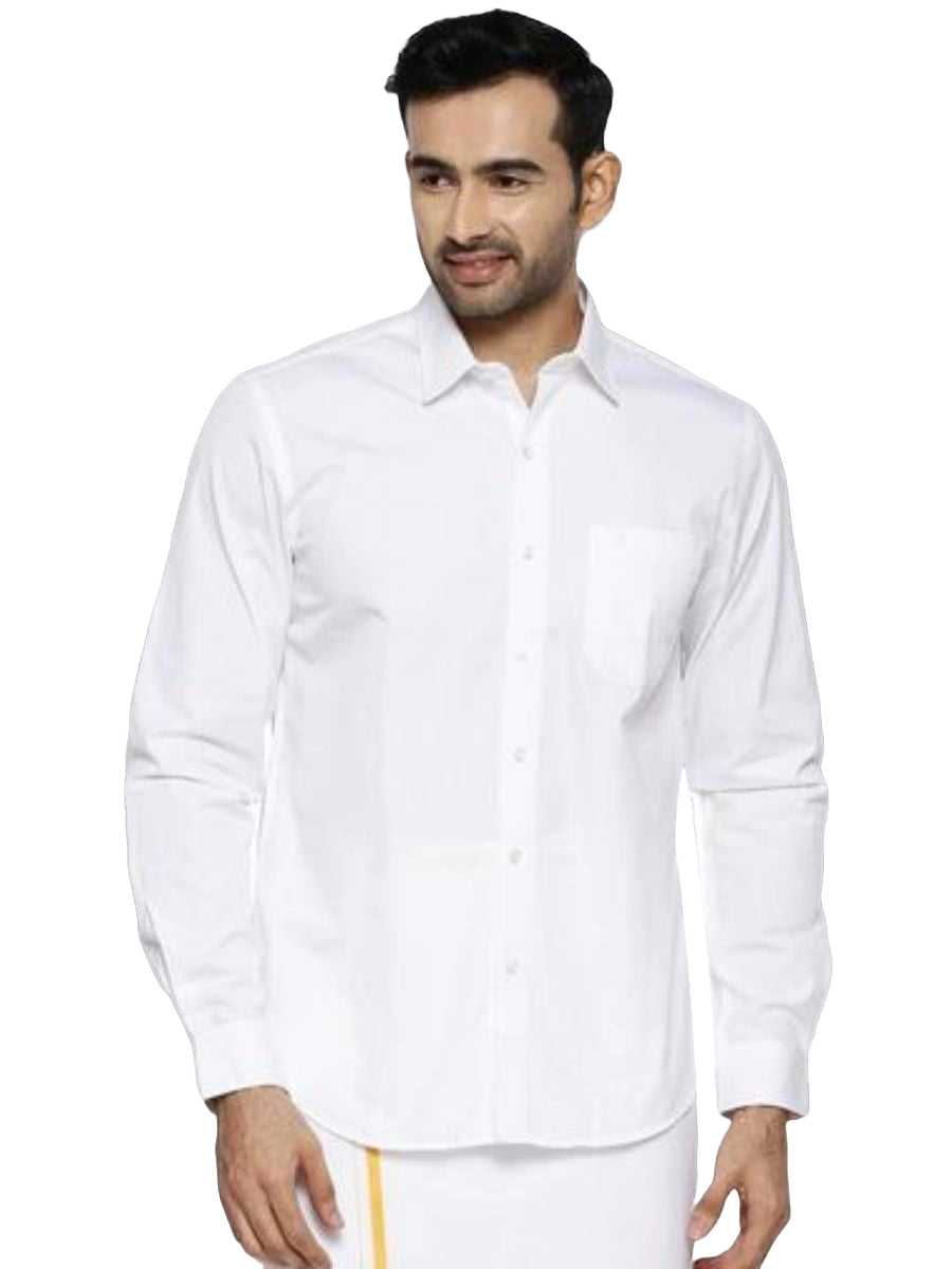 Mens Pure Cotton White Shirt Half & Full Sleeve