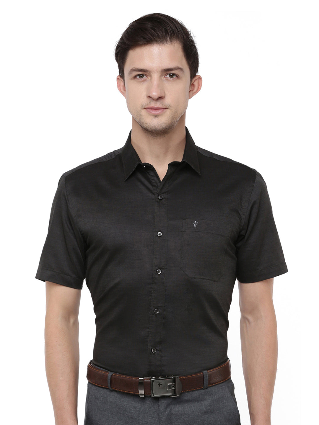 Men Premium Cotton Half Sleeves Shirt Black EL GP11